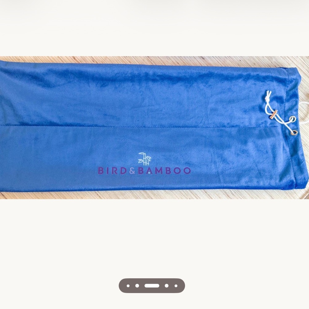 Bird & Bamboo Blue Velvet Mahjong Drawstring Rack Bag Brand New!